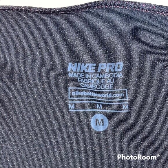 Nike Pro Women's Sz M Black Running Leggings Gym Workout Capri Crop Pants Pink - Picture 3 of 3